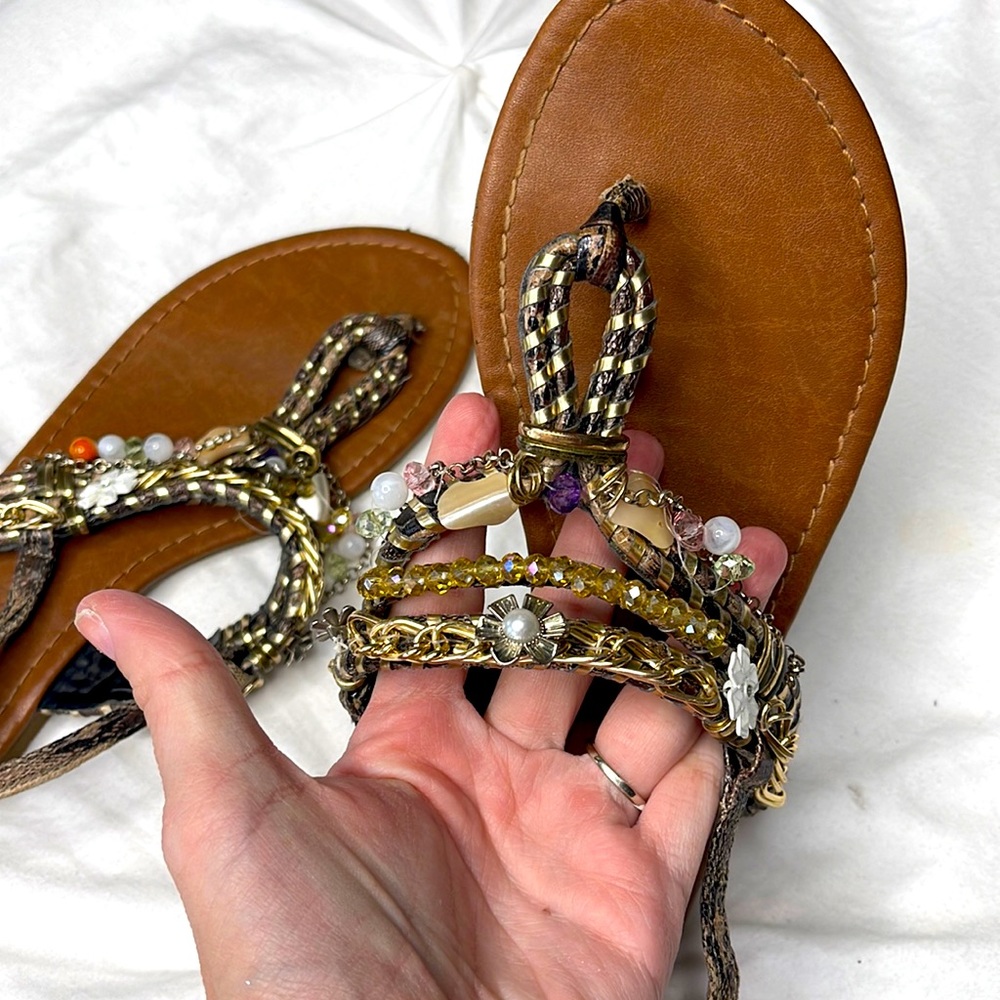 Sandals size 7 beads and jewels